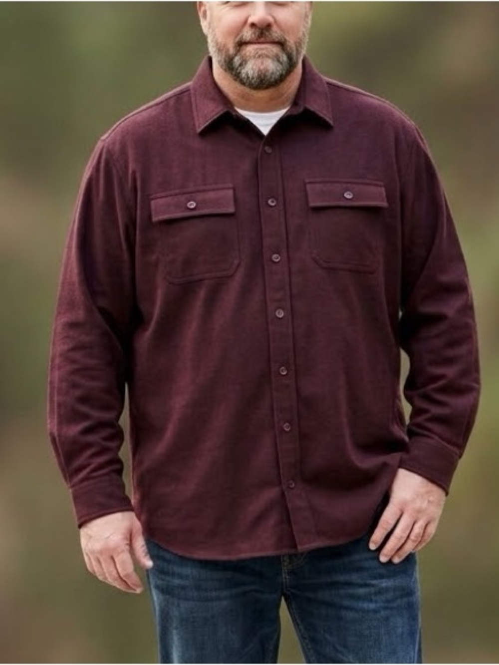 L.L. Bean NWT Chamois Shirt Heavy Flannel Cotton Deep Wine Size XXL Tall